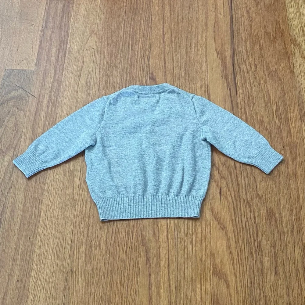Ralph Lauren Gray V-Neck Cotton Pima Sweater